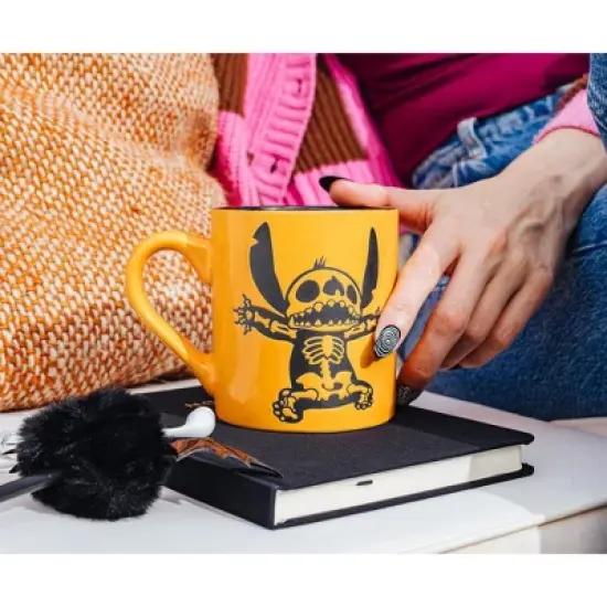 Silver Buffalo Disney Lilo & Stitch Skeleton Wax-Resist Ceramic Pottery Mug | 14 Ounces image {5}