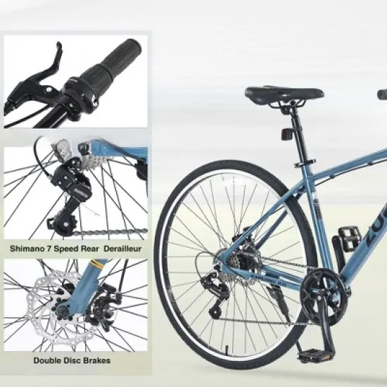 INFURNIC Bicycles, 27.5 Inch Road Bike for Women and Men, 7 Speed Road Bike, Blue, 64.57"*25.19"*37.79" image {3}