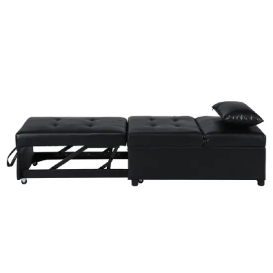 Folding Ottoman Sofa Bed BLACK image {8}