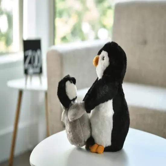 Bearington Wiggles and Wobbles Plush Stuffed Animal Penguin with Baby, 10 inches image {1}