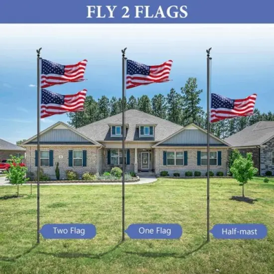 Yescom 20 Ft Aluminum Sectional Flag Pole Kit Eagle Topper Black image {4}