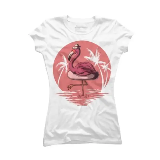 Junior's Design By Humans Flamingo Summer Vibes By kai2day T-Shirt image {3}