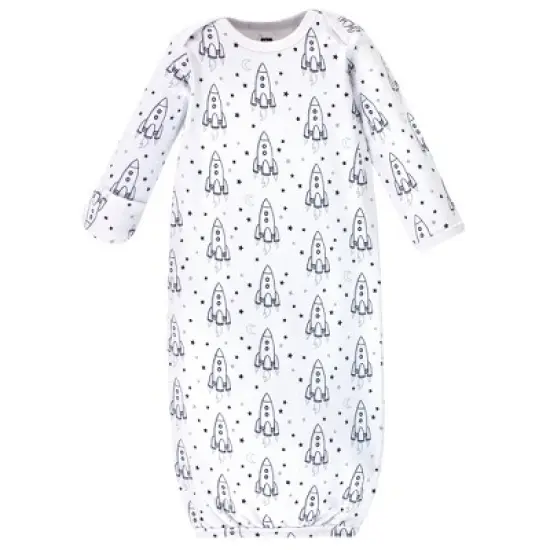 Hudson Baby Infant Boy Cotton Gowns, Rocket Ship, Preemie/Newborn image {1}