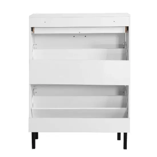 VANIRROR Freestanding Shoe Cabinet with Metal Legs, 2 Flip Drawers, Modern Shoe Storage Organizer with Drawers for Entryway image {5}