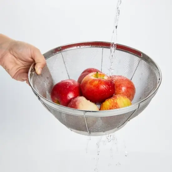 [Juvale] Juvale Large Fine Mesh Pasta Strainer, Metal Colander for Rice, Quinoa, Yogurt, 11 x 4 In image {2}