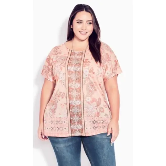 Women's Plus Size  Tiarne Necklace Top - blush | EVANS image {3}