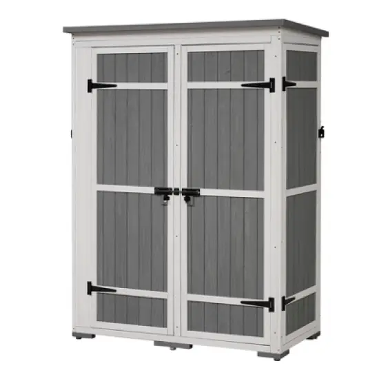 Whisen 5.5ft Outdoor Storage Shed with Waterproof Roof, Lockable Doors & Shelves image {8}