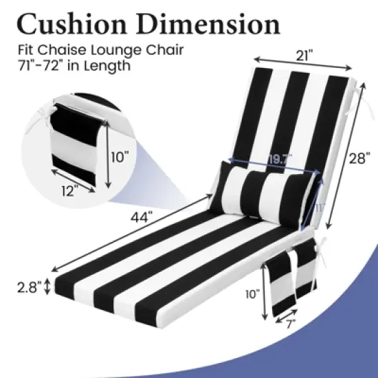 Crestlive Products 1PC 72in Outdoor Lounge Chair Cushion Patio Chaise Lounge Chair Cushion for pool Lawn etc image {2}