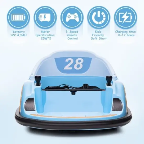 12V Kids Ride on Bumper Car, Battery Powered Bumper Car with Remote Control, 1.5+ Years Baby Electric Bumping image {1}