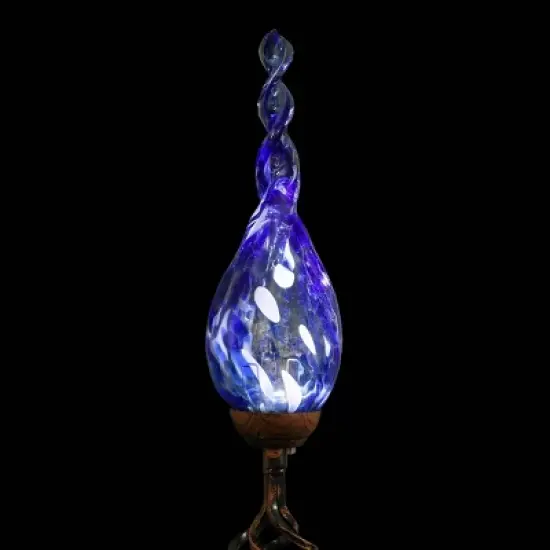 36" Pearlized Glass Solar Flame Stake Blue - Exhart image {11}