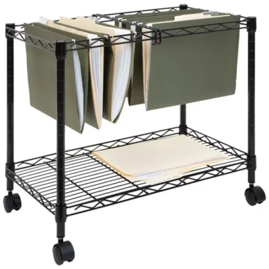 Mount-It! Mobile Rolling File Folder Cart with Wheels | Single Tier with Storage Rack and Locking Casters | Fits Letter and Legal Size Filing Folders image {1}