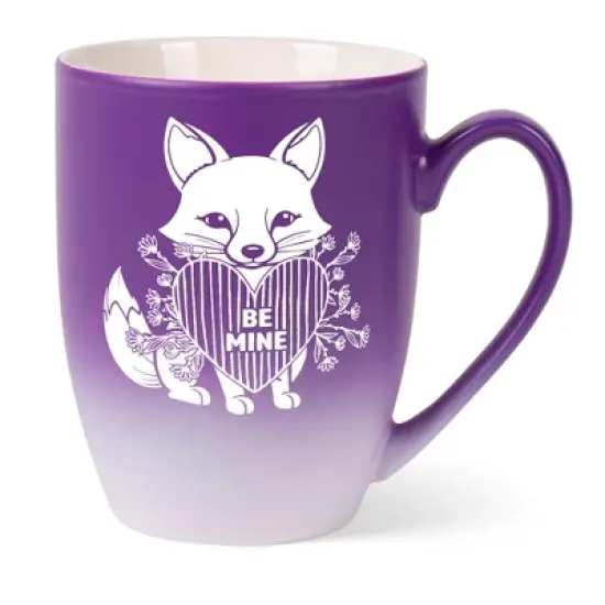 Elanze Designs Romantic Valentines Coffee Cup Mug 12 Ounce Ceramic With Ombre Gradient Be Mine Floral Fox Purple and White image {5}