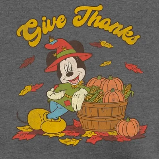 Men's Mickey & Friends Give Thanks Scarecrow Mickey Sweatshirt image {1}
