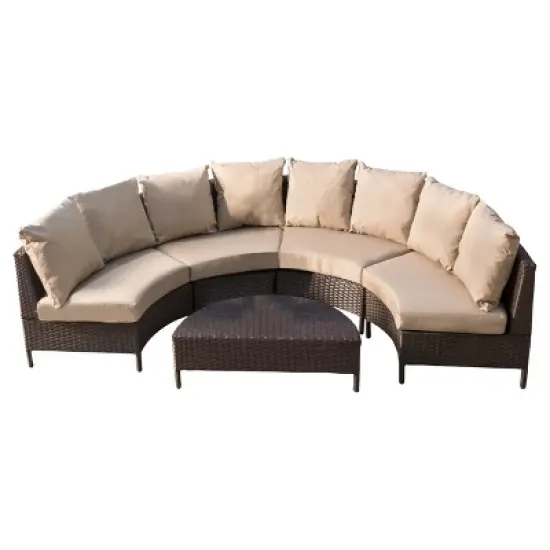 Newton 5pc Wicker Patio Lounge Set- Brown - Christopher Knight Home image {1}