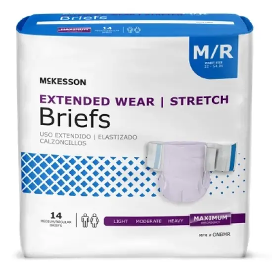 McKesson Extended Wear Stretch Briefs, Incontinence, Maximum Absorbency, Unisex, Medium, 14 Count, 4 Packs, 56 Total image {6}