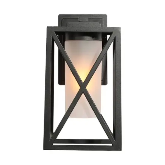 12.2" Metal/Glass Outdoor Wall Lamp Black - LNC image {4}