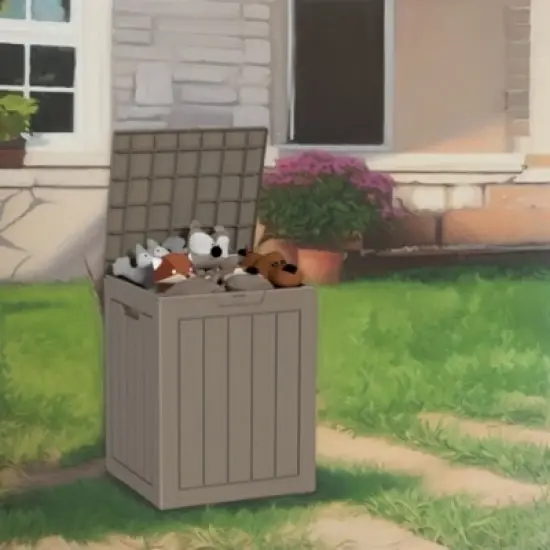 NAYSAYE Deck Box 28 Gal Outdoor Storage Deck Box, Small Patio Storage Bin for Garden Tools image {6}