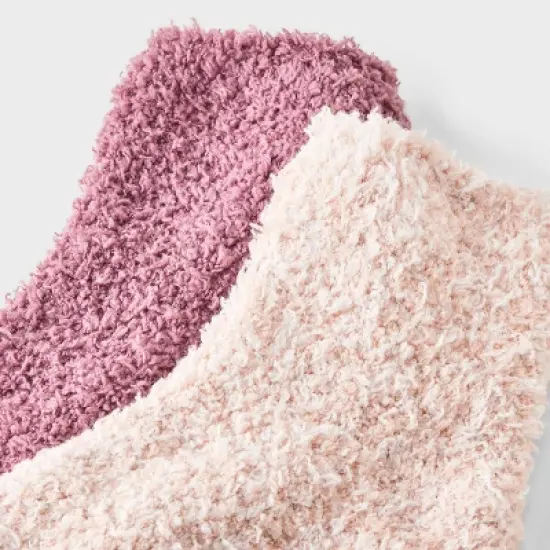 Women's Marled 2pk Cozy Ankle Socks - Auden&trade; Pink/Peach One Size image {2}