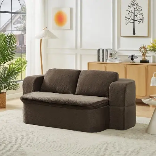 Modern 2-in-1 Sleeper Sofa with Included Cushion Blanket, Folding Sofa Bed for Living Room, Apartment, or Bedroom &ndash; The Pop Home image {8}