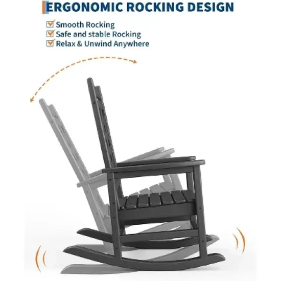 Outdoor Adirondack Rocking Chair, All Weather Fire Pit Chair,Outdoor Lounger Rocking Fire Pit Chair for Patio, Garden, Backyard, Lawn Deck image {4}