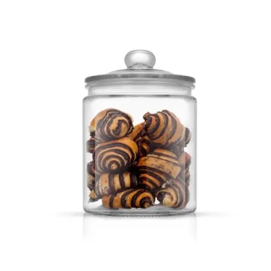 JoyFul Round Glass Cookie Jar with Airtight Lids - 67 oz Kitchen Containers Canister - Set of 2 image {4}