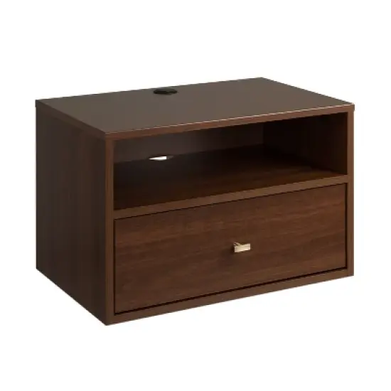 Floating 1 Drawer Nightstand with Open Shelf - Prepac image {3}