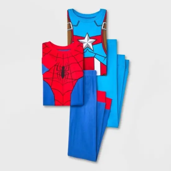 Boys' Marvel 4pc Pajama Set - Blue image {3}
