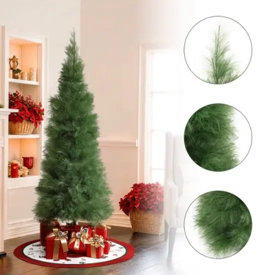 LuxenHome 6Ft Holiday Slim Artificial Pampas Grass Tree in Green image {1}