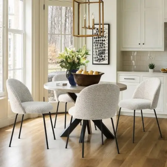 Nano Linen Upholstered Dining Chairs Set of 4,Wider Seat Armless Dining Room Chair with Metal Leg for Kitchen Dining Room Farmhouse-Maison Boucle image {7}