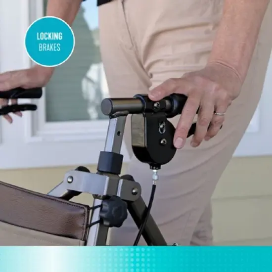 Signature Life Elite Travel Rollator, Lightweight 4-Wheel Folding Walker with Seat image {4}