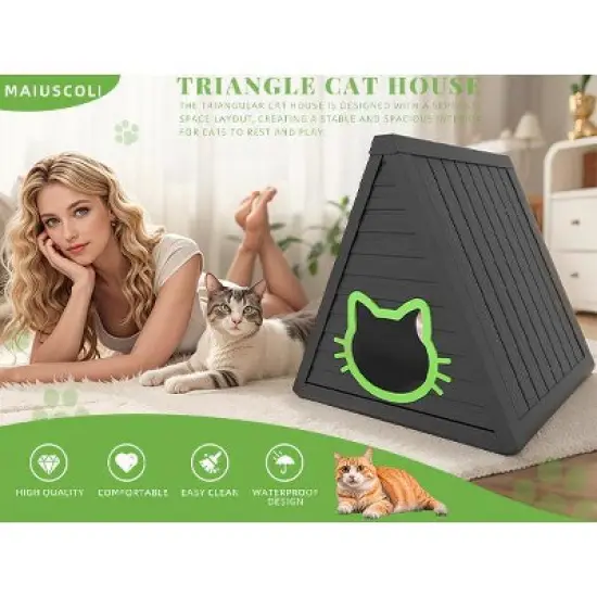 Yardgrace Indoor Outdoor Playful Cozy Triangular Cat Bed image {2}