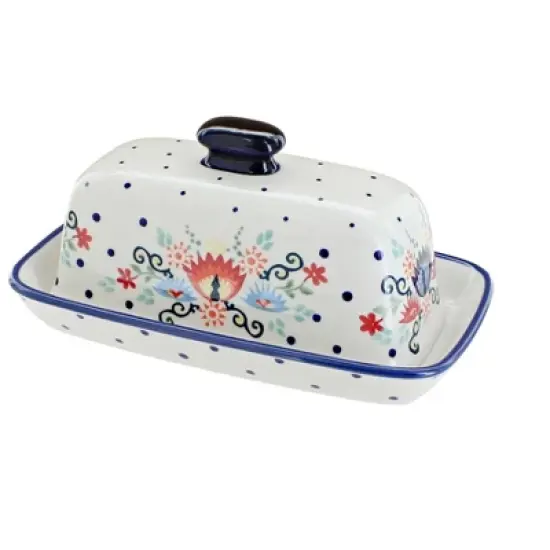 Blue Rose Polish Pottery M074 Manufaktura Butter DIsh image {7}