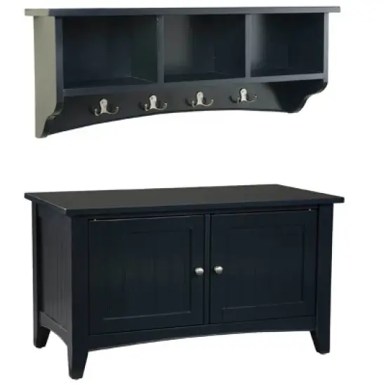 Shaker Cottage Storage Coat Hook with Cabinet Bench Set - Alaterre Furniture image {4}