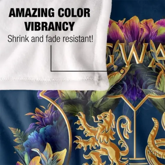 Harry Potter Hogwarts Multi-Colored Floral Crest Officially Licensed Silky Touch Super Soft Throw Blanket 50" x 60" image {3}