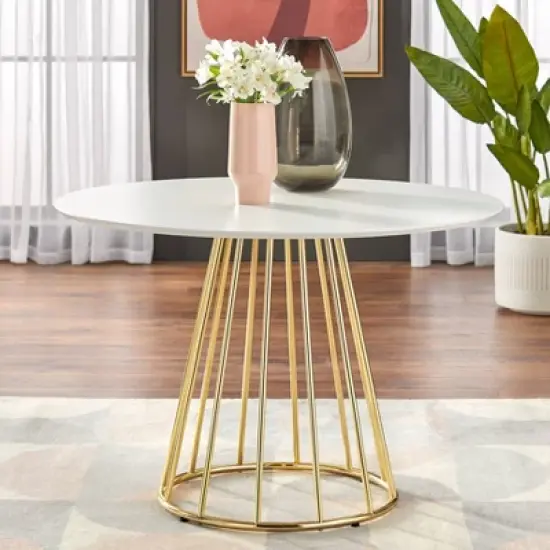 Marsai Round Dining Table White/Gold - Buylateral image {1}