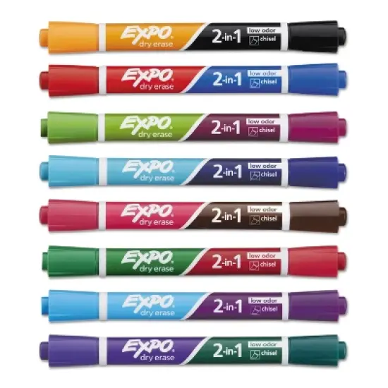 EXPO 2-in-1 Dry Erase Markers 16 Assorted Colors Medium 8/Pack 1944658 image {2}