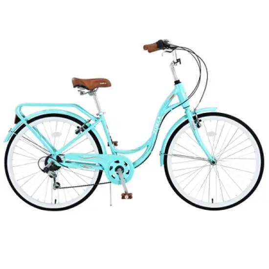 RISOKEYS 26"Inch 7 Speed Beach Cruiser Bike,Bikes,Adult City Bike with Dual V-Brake and Adjustable Seat, Cruiser Bikes for Women,Men image {9}