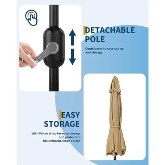 7.5FT Patio Umbrella Outdoor, Market Umbrella, Table Umbrella with Push Button Tilt and Crank, 6 Sturdy Ribs UV Protection Waterproof for Garde (Tan) image {3}