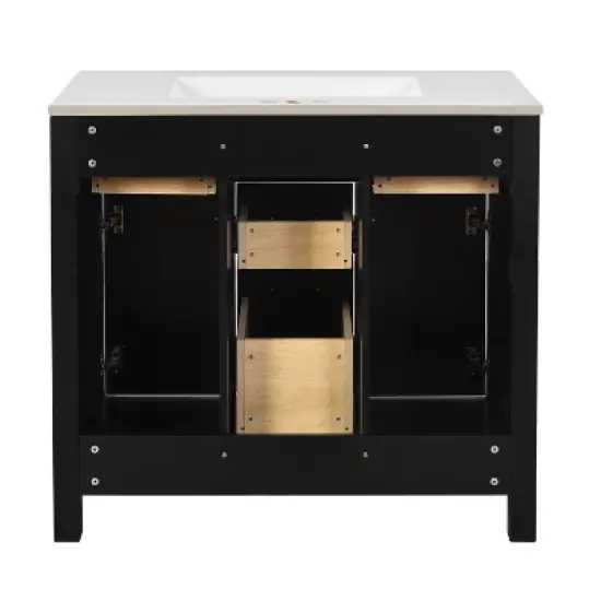 36" Modern Bathroom Vanity with Ceramic Sink, Freestanding Storage Cabinet with 4 Drawers & 2 Soft-Close Doors, Solid Wood Frame - ModernLuxe image {10}