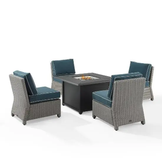 Crosley 5pc Bradenton Steel Outdoor Patio Fire Pit Furniture Set with Armless Chairs image {18}