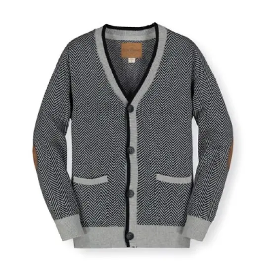 Hope & Henry Boys' Tipped Cardigan with Elbow Patches, Infant image {12}