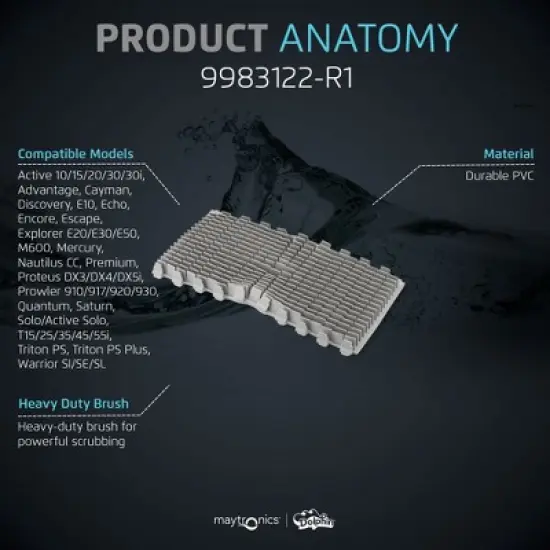 Dolphin Maytronics Grey Active Brush 9983122-R1 Replacement Part image {3}