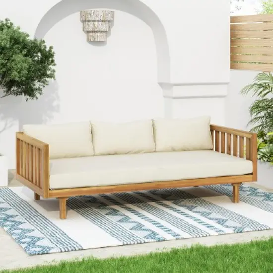 GDFStudio Bordeaux Acacia 3-Seater 67" Outdoor Sofa with Water-Resistant Cushions image {10}