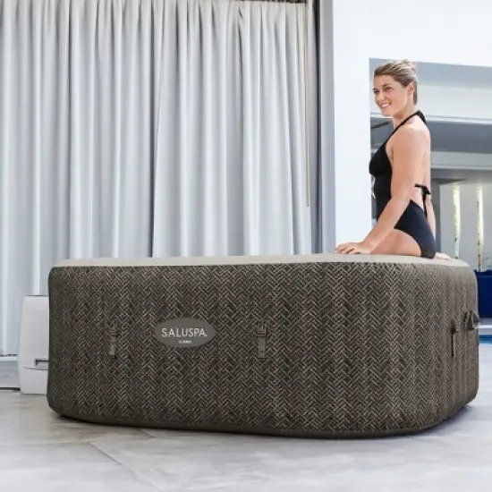 Bestway SaluSpa AirJet Inflatable Square Hot Tub with Set of 2 Underwater Non Slip Pool and Spa Seat with Adjustable Legs, Gray image {2}