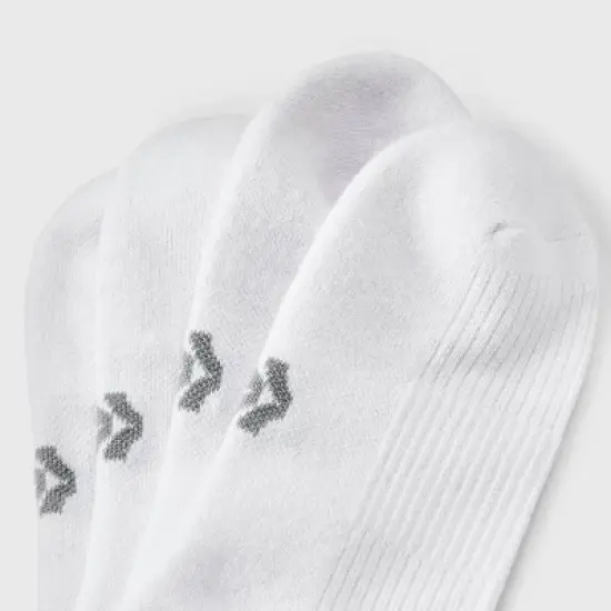 Men's 3pk Quarter Crew Socks - All In Motion&trade; White 6-12: Cushioned Heel, Flat Seams, Midweight Knit image {2}