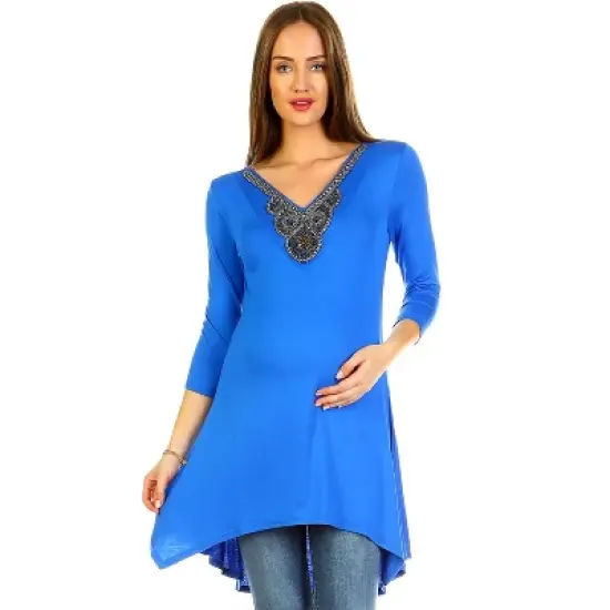 Maternity Calla Embellished Tunic Top - White Mark image {6}