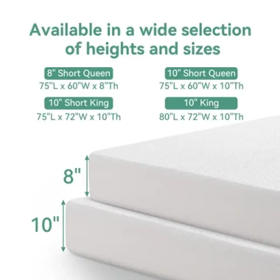 Vipbear RV Mattress 8 Inch/10 Inch Memory Foam Mattress, Cooling Green Tea/Gel Medium Firm Bed Mattress in a Box Pressure Relief Mattresses image {2}