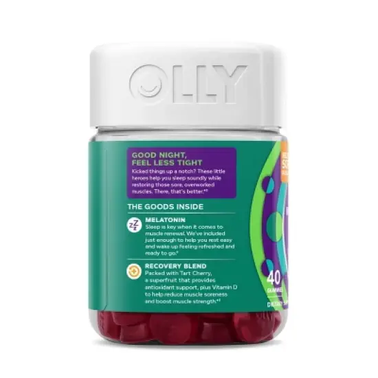 OLLY Muscle Recovery Sleep Gummies with Melatonin, Tart Cherry & Vitamin D - Berry - 40ct image {4}