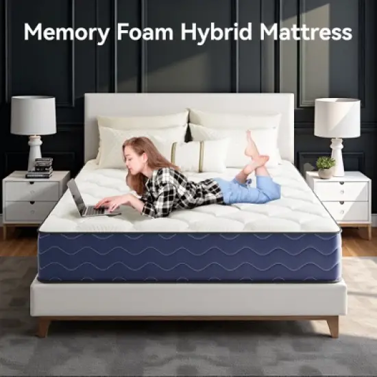 Swedrea Hybrid Mattress Medium Skin Friendly Memory Foam in White, Green, Gray, and Blu image {3}