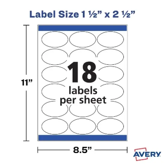 Avery Printable Blank Oval Labels, 1.5" x 2.5", Glossy White, 90 Customizable Labels (22814) image {4}